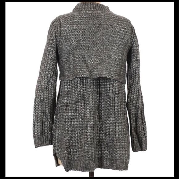 Michelle Mason Gray/Silver Layered Wool Mix Ribbed-knit Sweater M - Picture 4 of 6